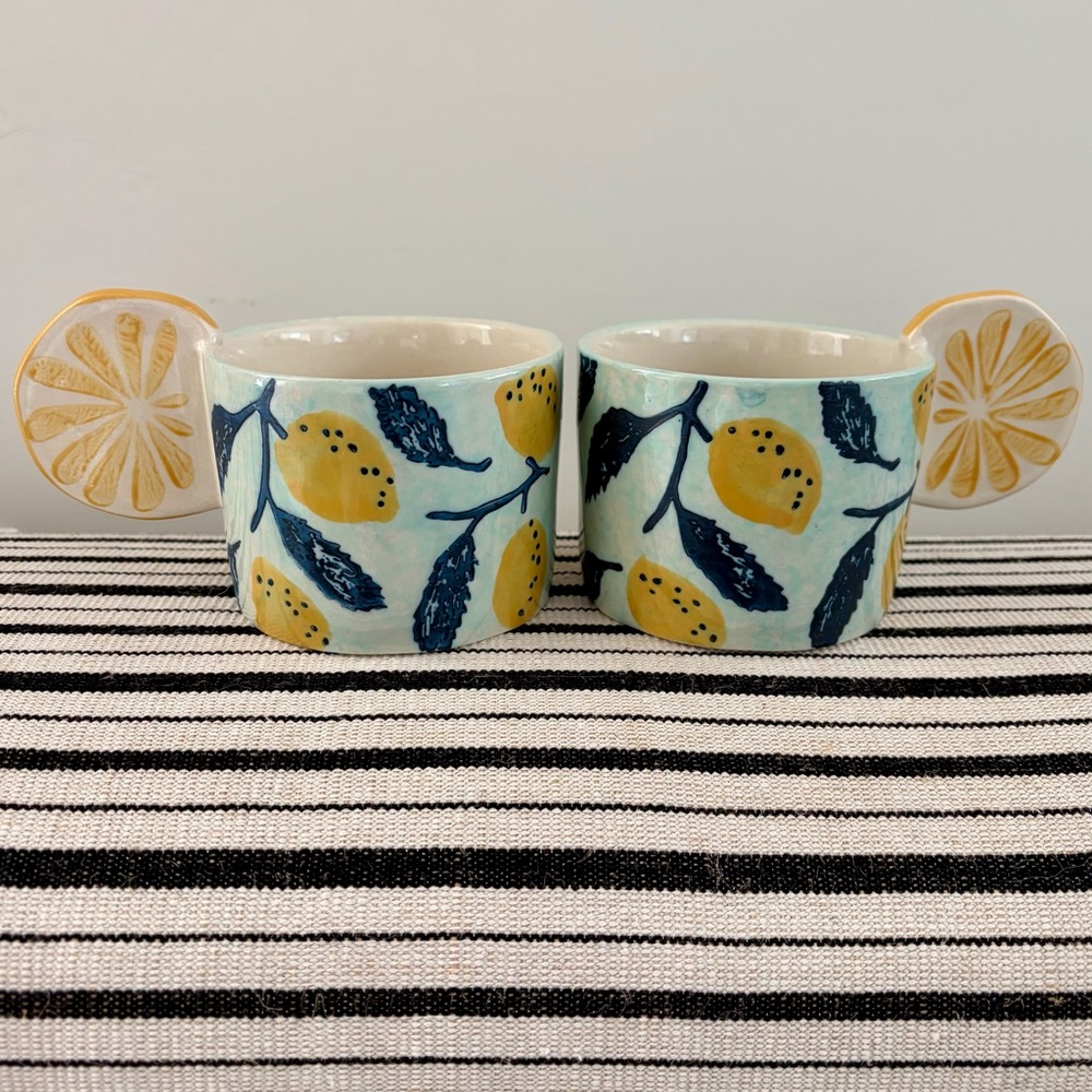 Pair of Anthropologie Lemon Tree Mugs
